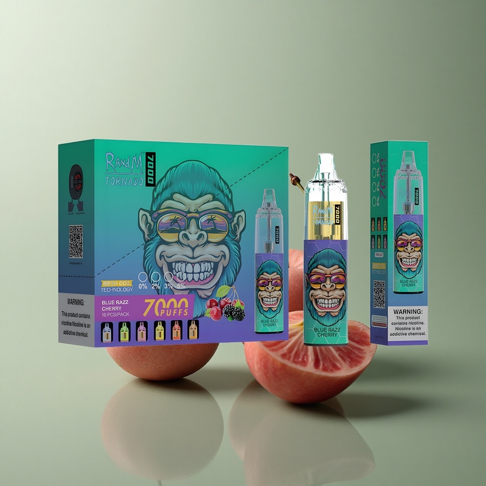 RandM Fumot Tornado 7000 Puffs Cerise Bleue Razz 850 mAh 14 ML 5% Nicotine