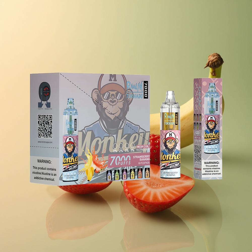 RandM Fumot Tornado 7000 Puffs Fraise Banane 850 mAh Air-Ajustable