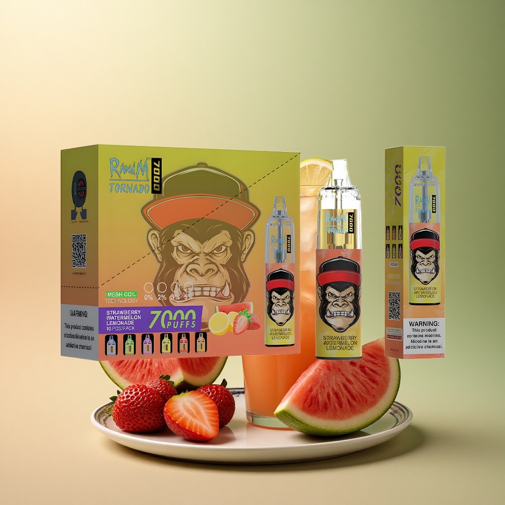 RandM Fumot Tornado 7000 Puffs Fraise Pastèque Citronnade avec 5% de nicotine et 850 mAh