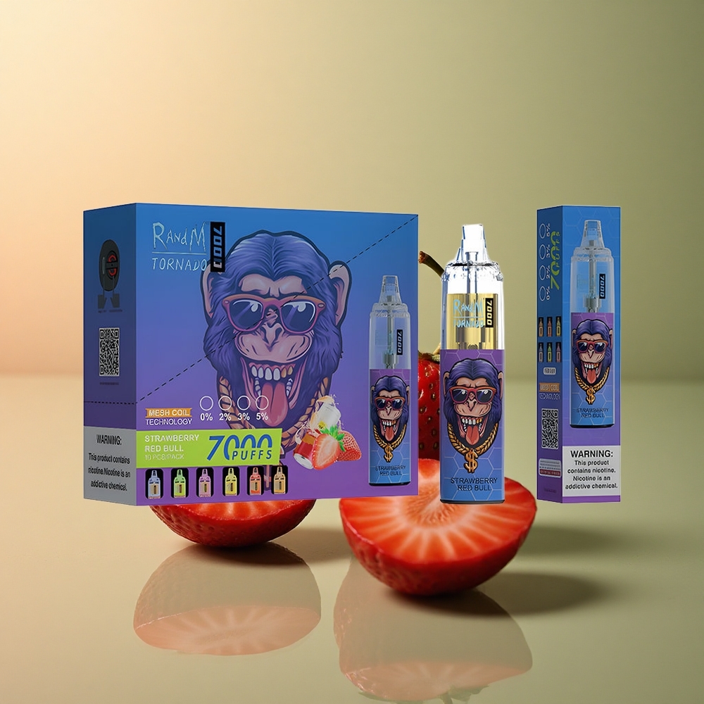 RandM Fumot Tornado 7000 Puffs Fraise Red Bull 14ML 5% Nicotine Mesh