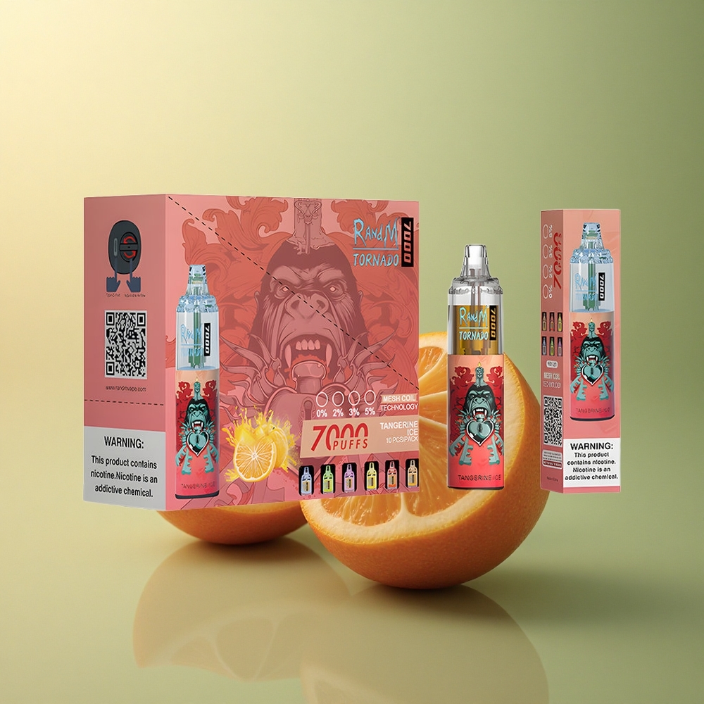 RandM Fumot Tornado 7000 Puffs Glace Mandarine à la Nicotine 5% et Batterie 850 mAh