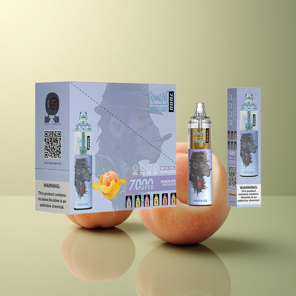 RandM Fumot Tornado 7000 Puffs Glace de Pêche à la Batterie 850 mAh et Nicotine 5%