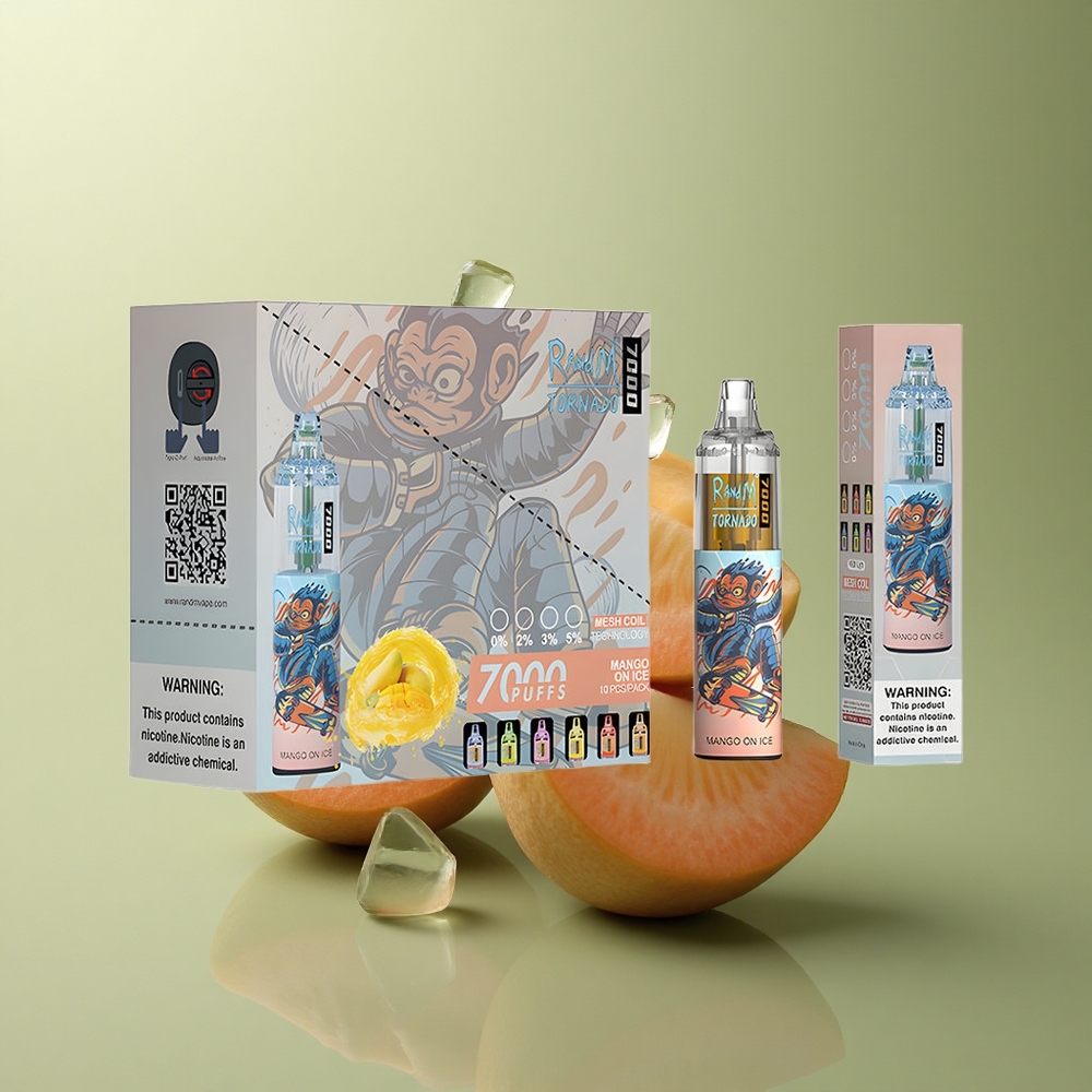 RandM Fumot Tornado 7000 Puffs Mangue Glacée avec 5% de nicotine et batterie 850 mAh
