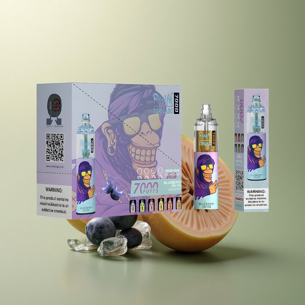 RandM Fumot Tornado 7000 Puffs Myrtille Sur Glace 850mAh 5% Nicotine