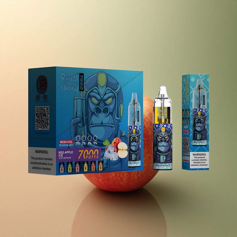 RandM Fumot Tornado 7000 Puffs Pomme Rouge Glacée 850 mAh Type-C
