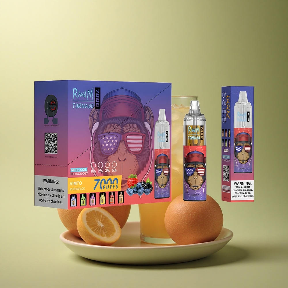 RandM Fumot Tornado 7000 Puffs Vimto Éclair à la Menthe avec 5% de Nicotine et Batterie 850 mAh