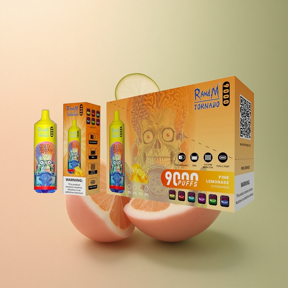 RandM Fumot Tornado 9000 Puffs Citronnade Rose Électrique 850mAh 18mL