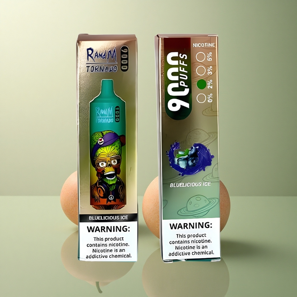 RandM Fumot Tornado 9000 Puffs Glacé Bleu Délicieux 850 mAh 18 mL Mesh