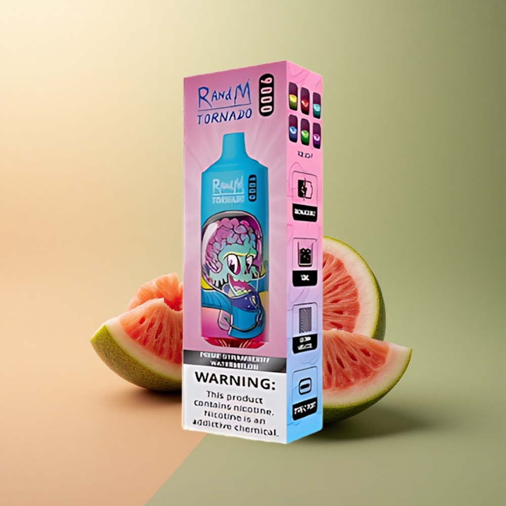 RandM Fumot Tornado 9000 Puffs Prime Fraise Pastèque 850 mAh 18 mL Mesh