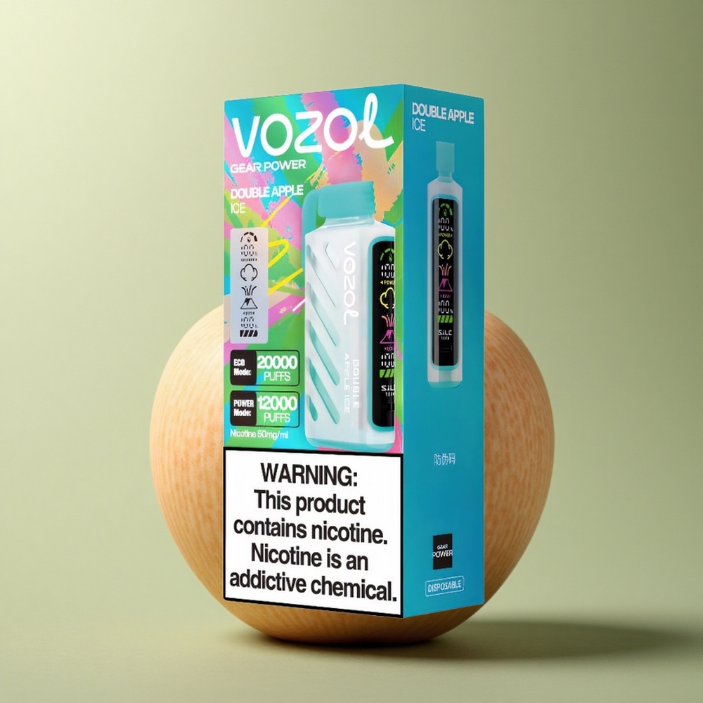 VOZOL Gear Power 20000 Puffs Double Pomme Glacée avec Technologie S.i.L.C. et 20mL d\'E-Liquide Pré-rempli