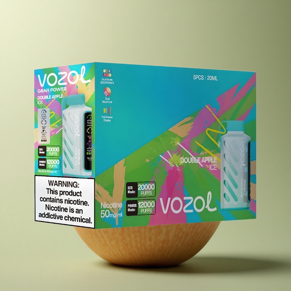 VOZOL Gear Power 20000 Puffs Double Pomme Glacée avec Technologie S.i.L.C. et 20mL d\'E-Liquide Pré-rempli