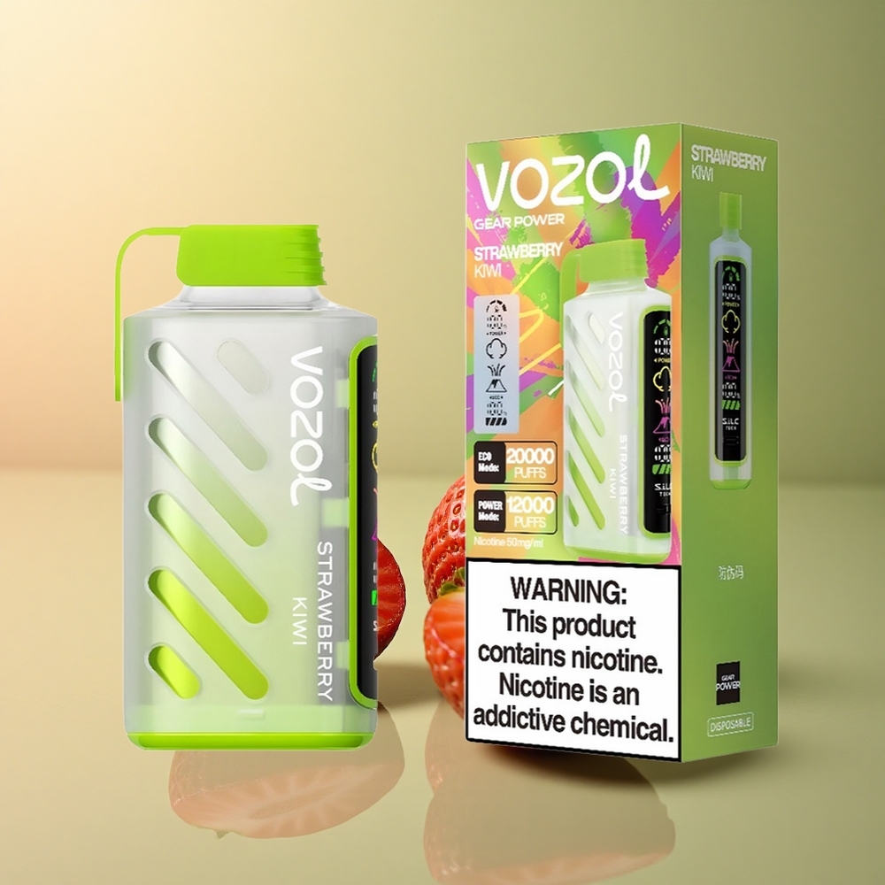 VOZOL Gear Power 20000 Puffs Fraise Kiwi Dual Mesh Coil 20mL Nicotine 5%