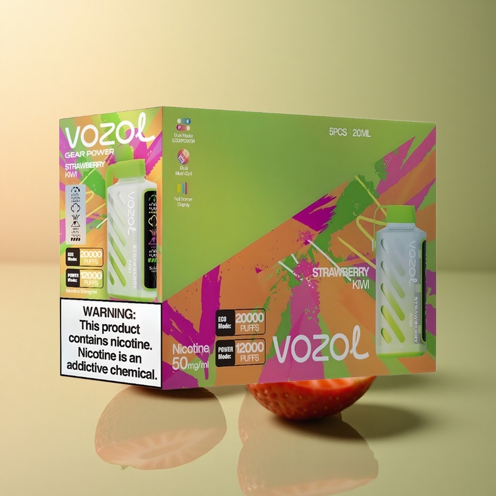 VOZOL Gear Power 20000 Puffs Fraise Kiwi Dual Mesh Coil 20mL Nicotine 5%