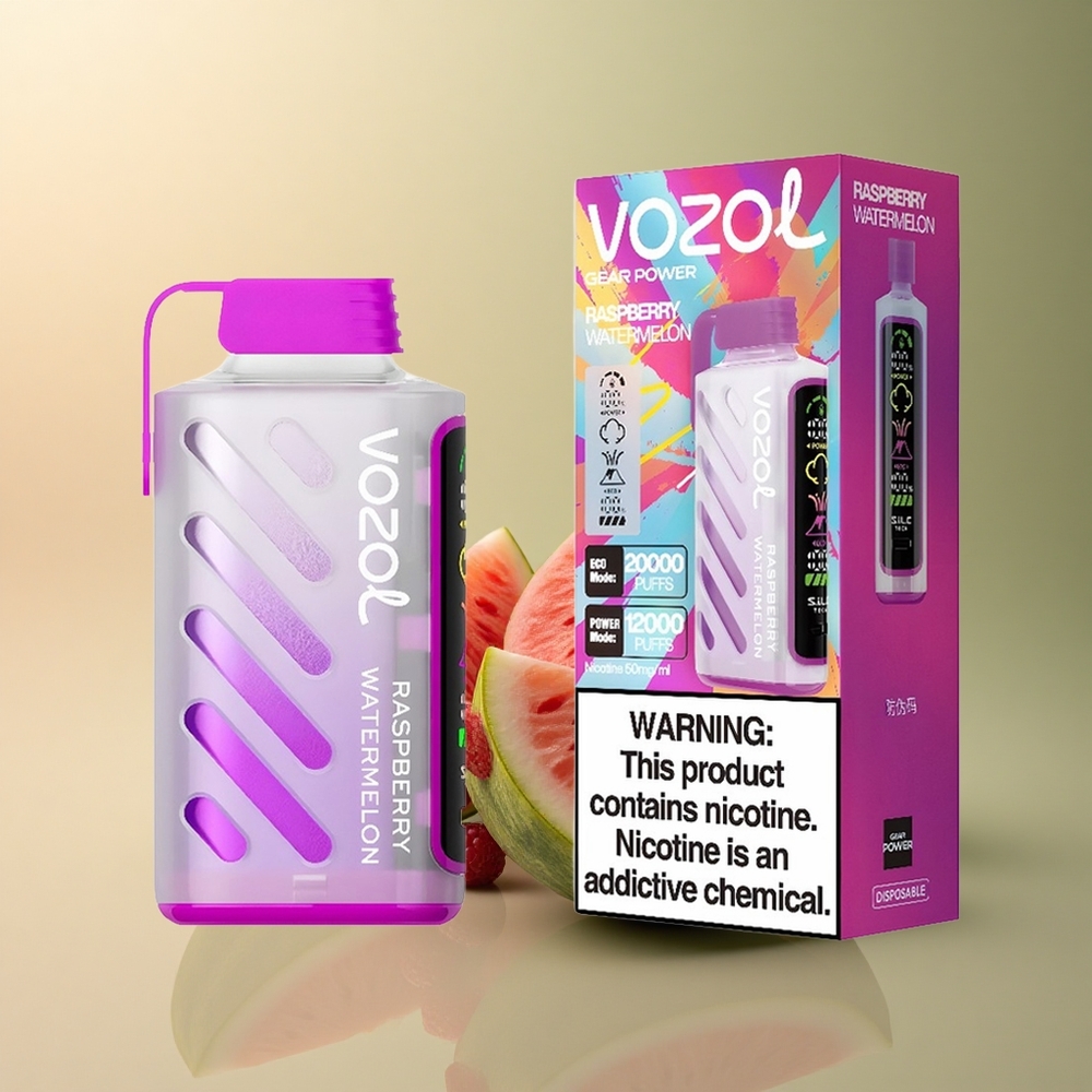 VOZOL Gear Power 20000 Puffs Framboise Pastèque Dual Mesh 20mL Nicotine 5%