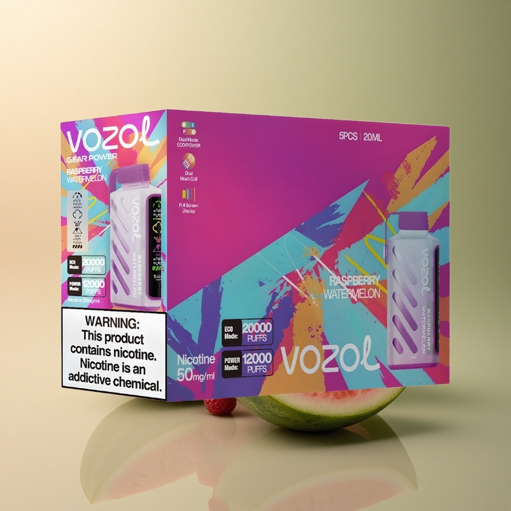 VOZOL Gear Power 20000 Puffs Framboise Pastèque Dual Mesh 20mL Nicotine 5%