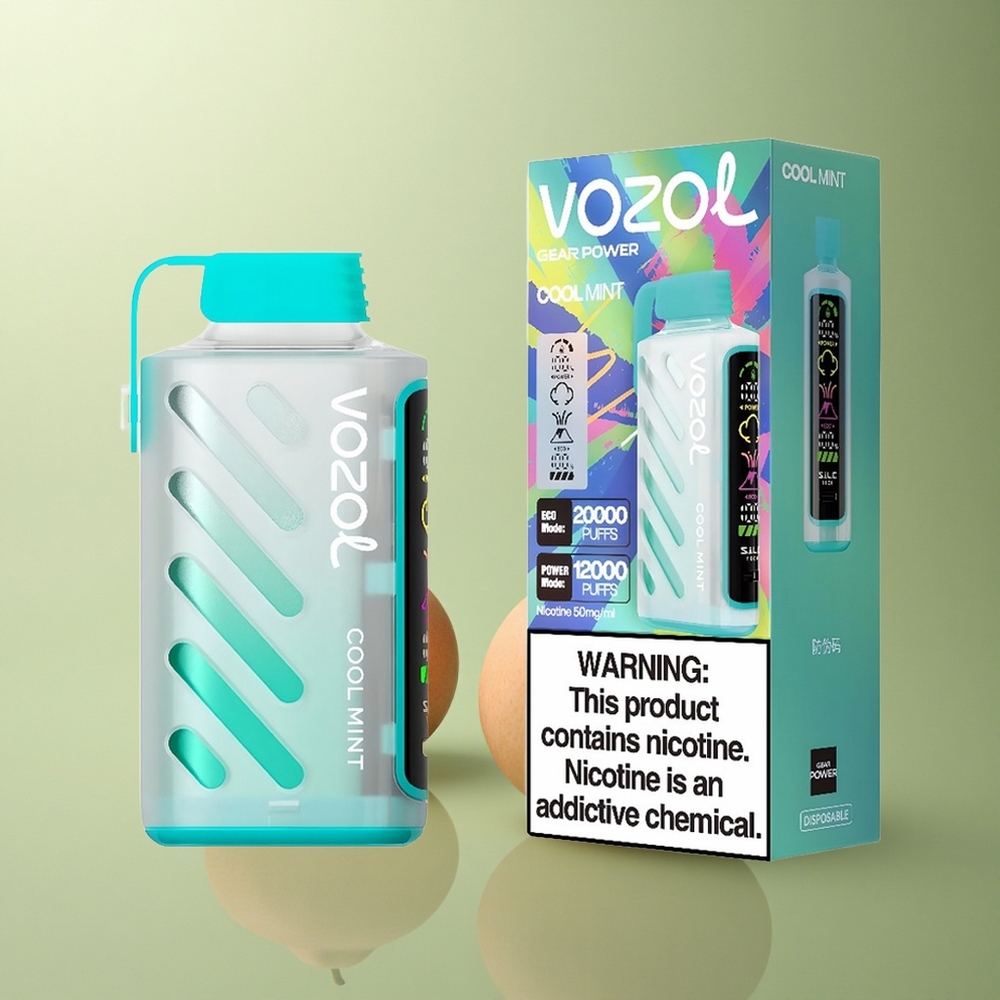VOZOL Gear Power 20000 Puffs Menthe Fraîche - Dual Mesh Coil - Écran Plein - Nicotine 5%