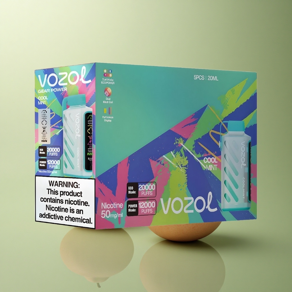 VOZOL Gear Power 20000 Puffs Menthe Fraîche - Dual Mesh Coil - Écran Plein - Nicotine 5%