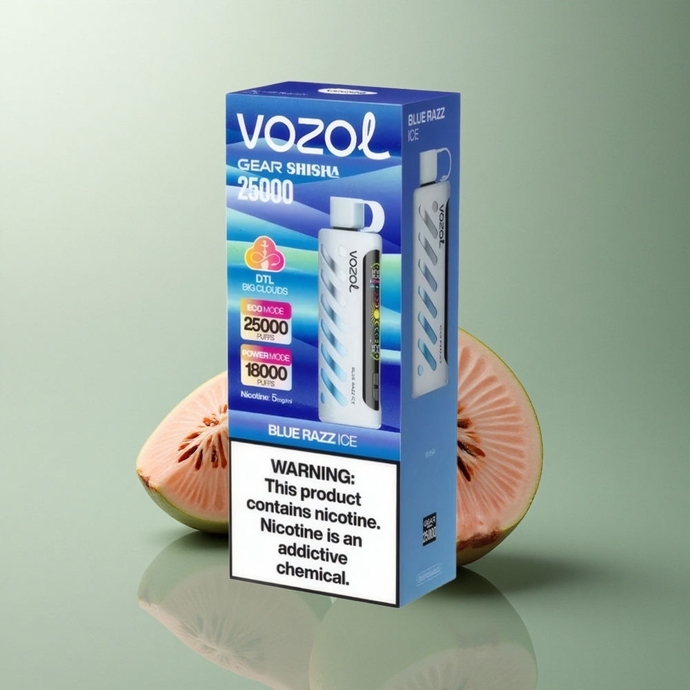 VOZOL Gear Shisha 25000 Puffs Glace Bleue Framboise Dual Mesh 1000mAh