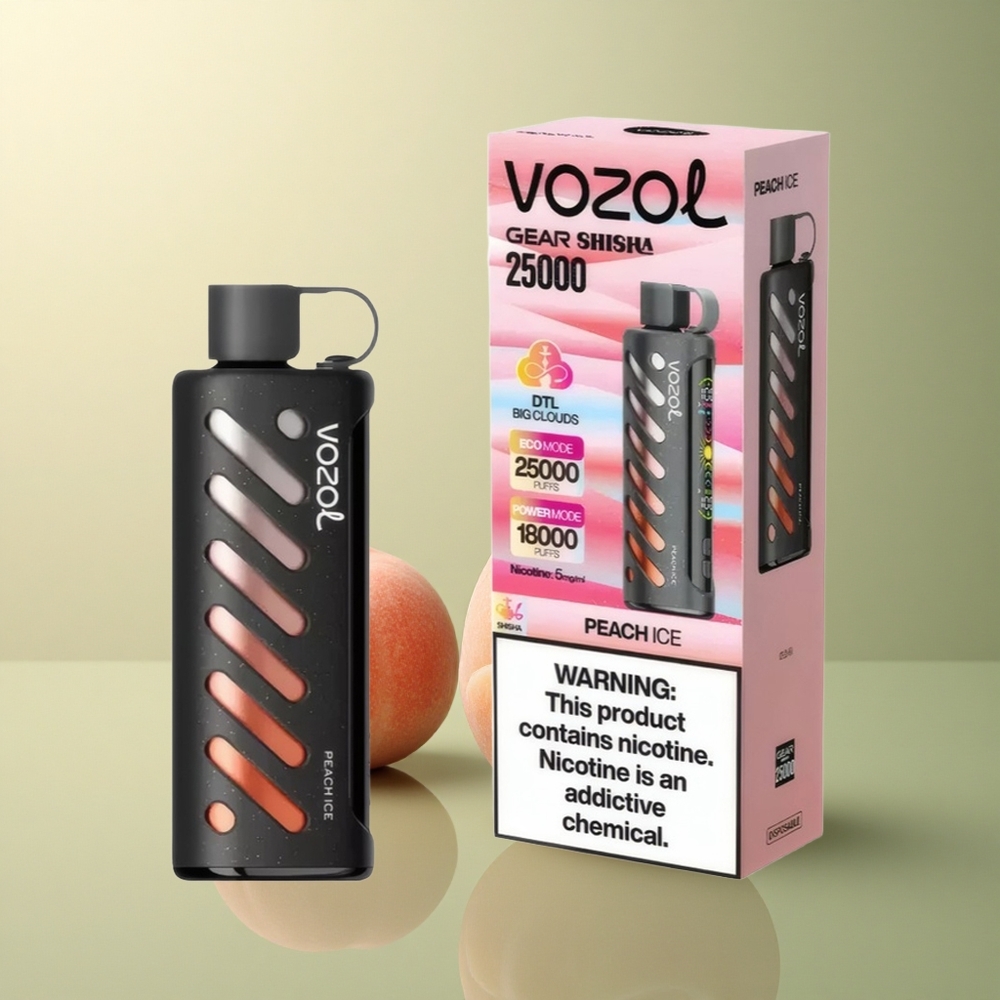 VOZOL Gear Shisha 25000 Puffs Glace à la Pêche Dual Mesh 1000mAh