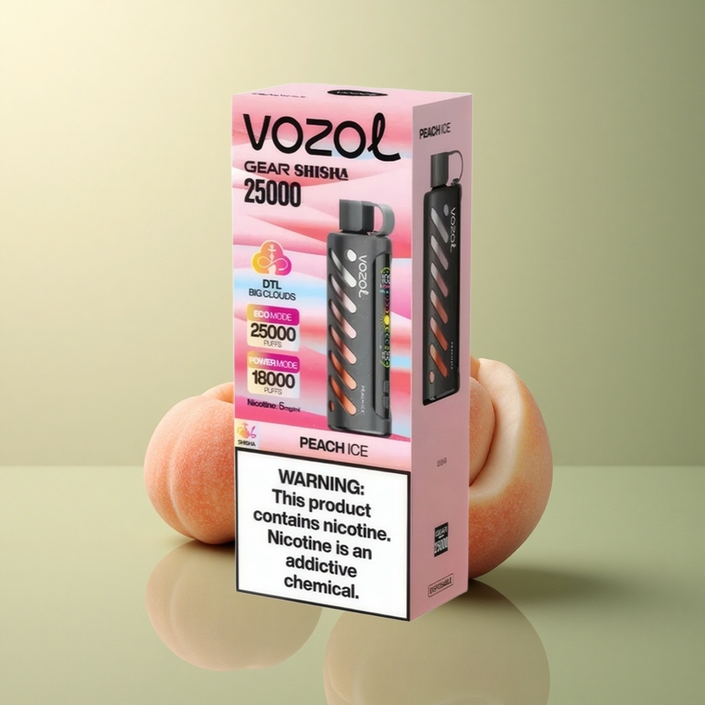 VOZOL Gear Shisha 25000 Puffs Glace à la Pêche Dual Mesh 1000mAh