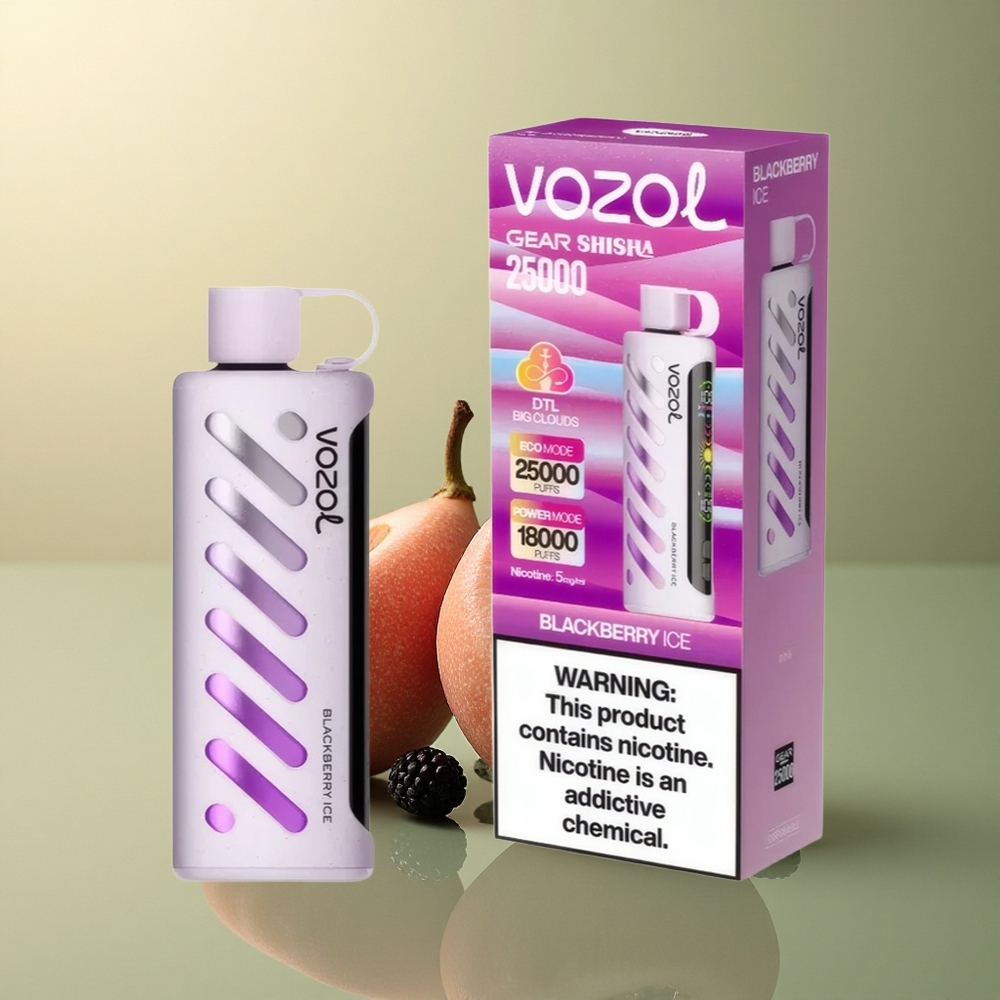VOZOL Gear Shisha 25000 Puffs Mûre Glacée Dual Mesh 1000mAh 5mg Nicotine