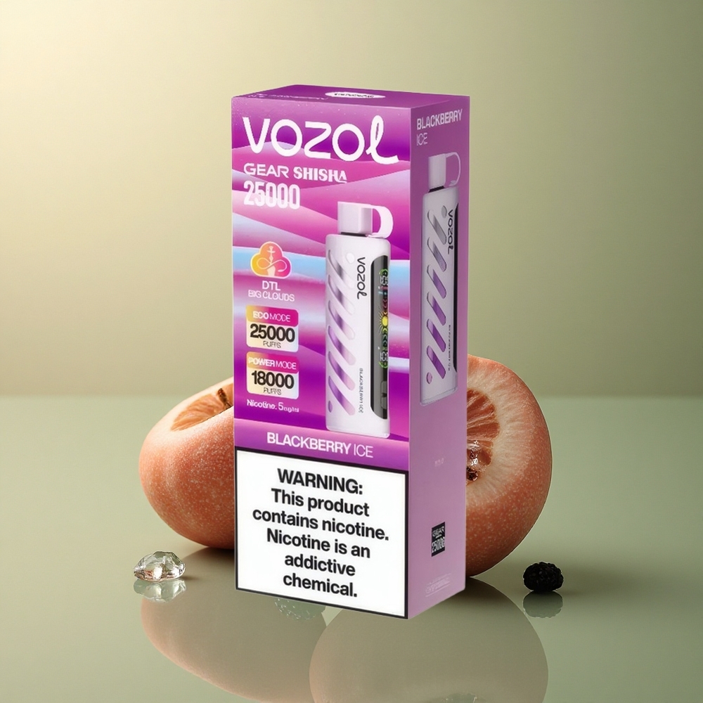 VOZOL Gear Shisha 25000 Puffs Mûre Glacée Dual Mesh 1000mAh 5mg Nicotine